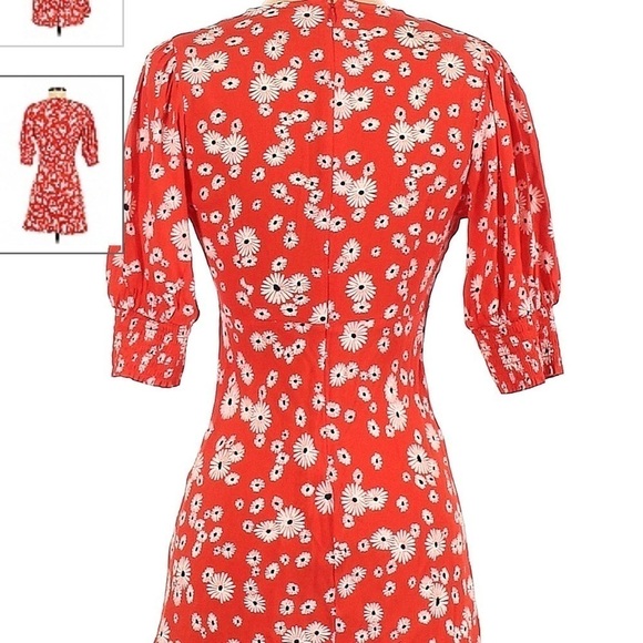 Rixo Daisy print red summer festival spring short dress size 4 NWT - Picture 2 of 5